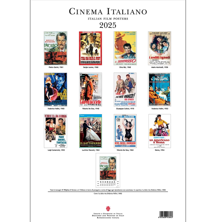 Large Cinema Italiano Vintage Art Calendars 2025
