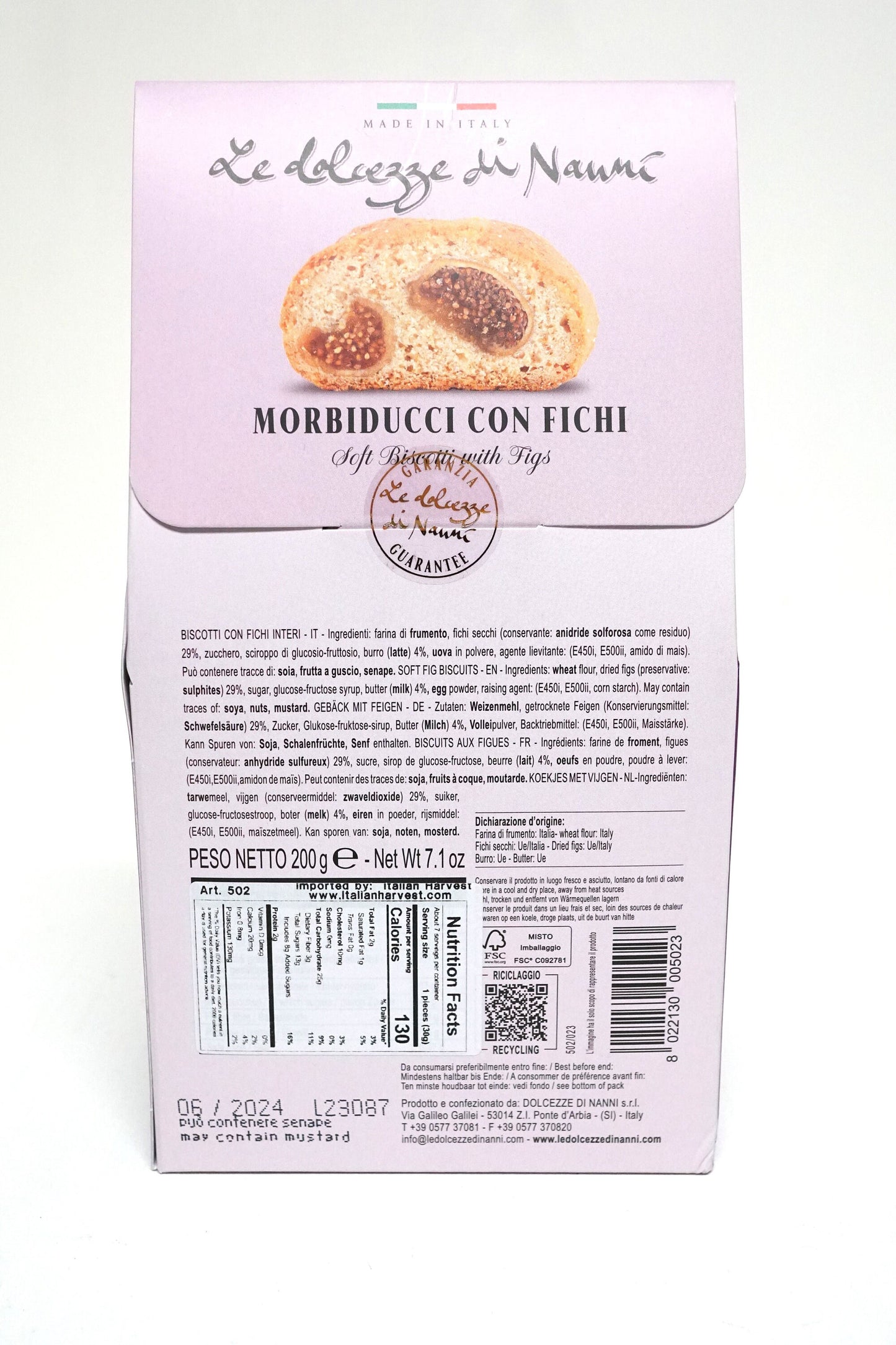 Morbiducci Soft Biscotti with Whole Figs by Nanni - Soft Gourmet Italian Fig Cookies Made in Italy