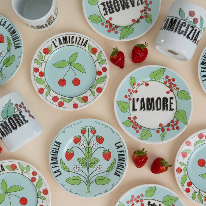 L'amore Italian Porcelain Dessert Plate with Writing