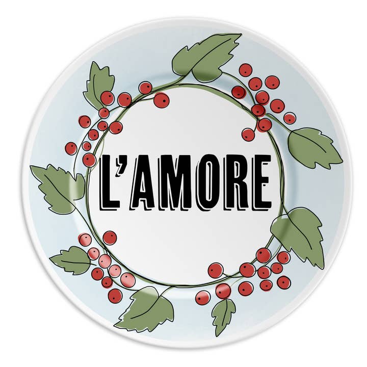 L'amore Italian Porcelain Dessert Plate with Writing
