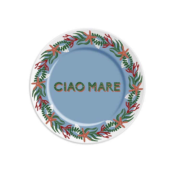 Ciao Mare - Porcelain Dessert Plate with Writing Made in Italy