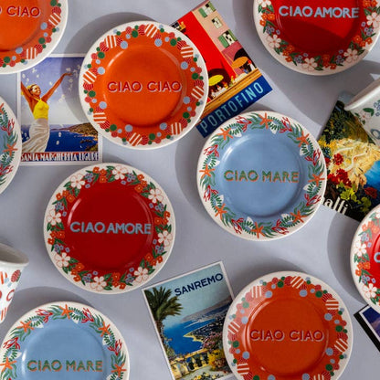 Ciao Mare - Porcelain Dessert Plate with Writing Made in Italy