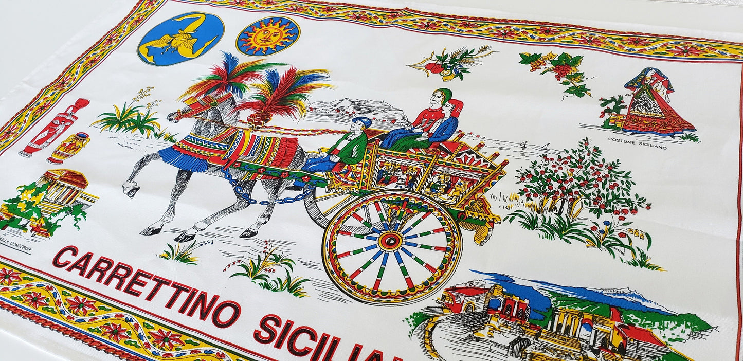 Carrettino Sicilian Cotton Tea Towel Made in Italy Sicily Souvenir