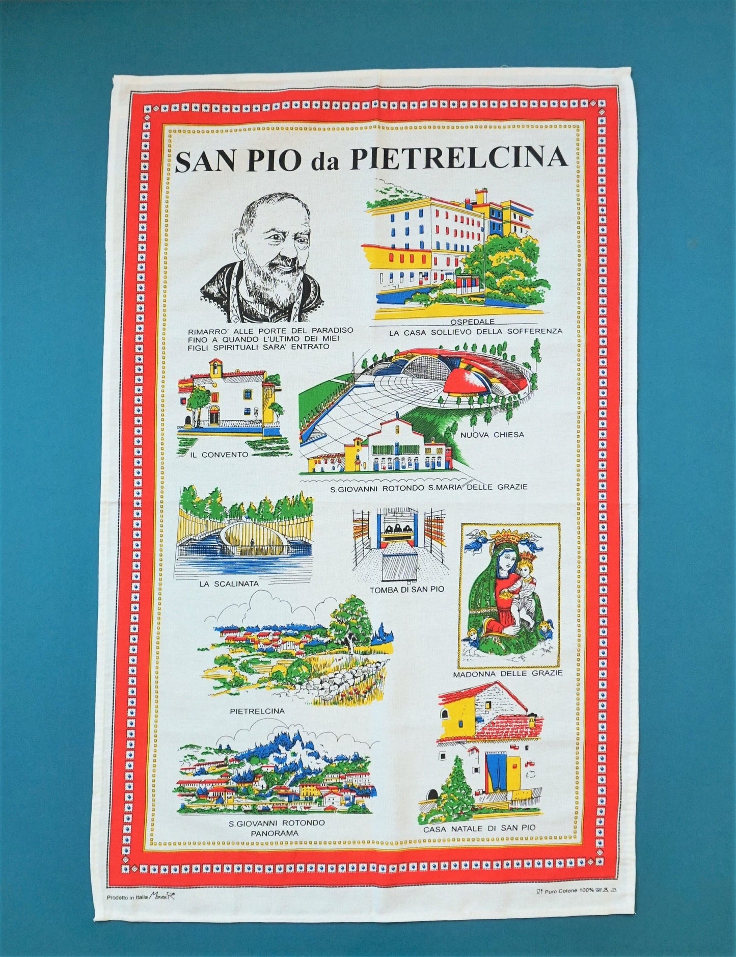 Padre Pio – Italian Cotton Tea Towel – Made in Italy