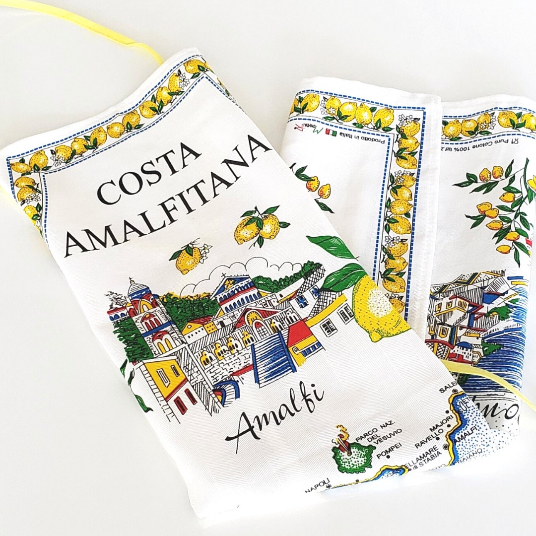 Apron Amalfi Coast Cotton Made in Italy Costa Amalfitana Regional Map Linen