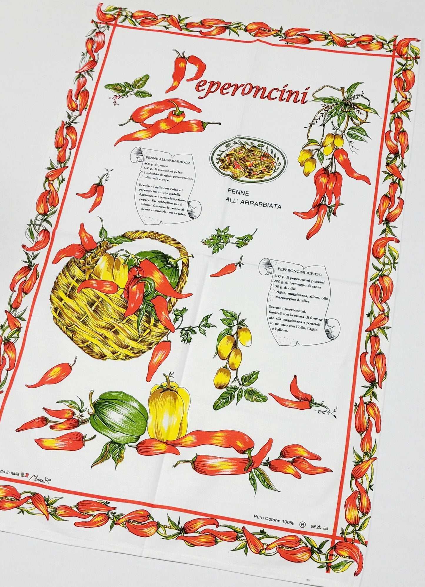 Peperoncini – Peppers – Italian Cotton Tea Towel – Made in Italy