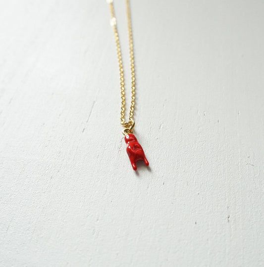 Italian Mano Necklace by ConAmore Gems - Red Mano Cornuto Chain