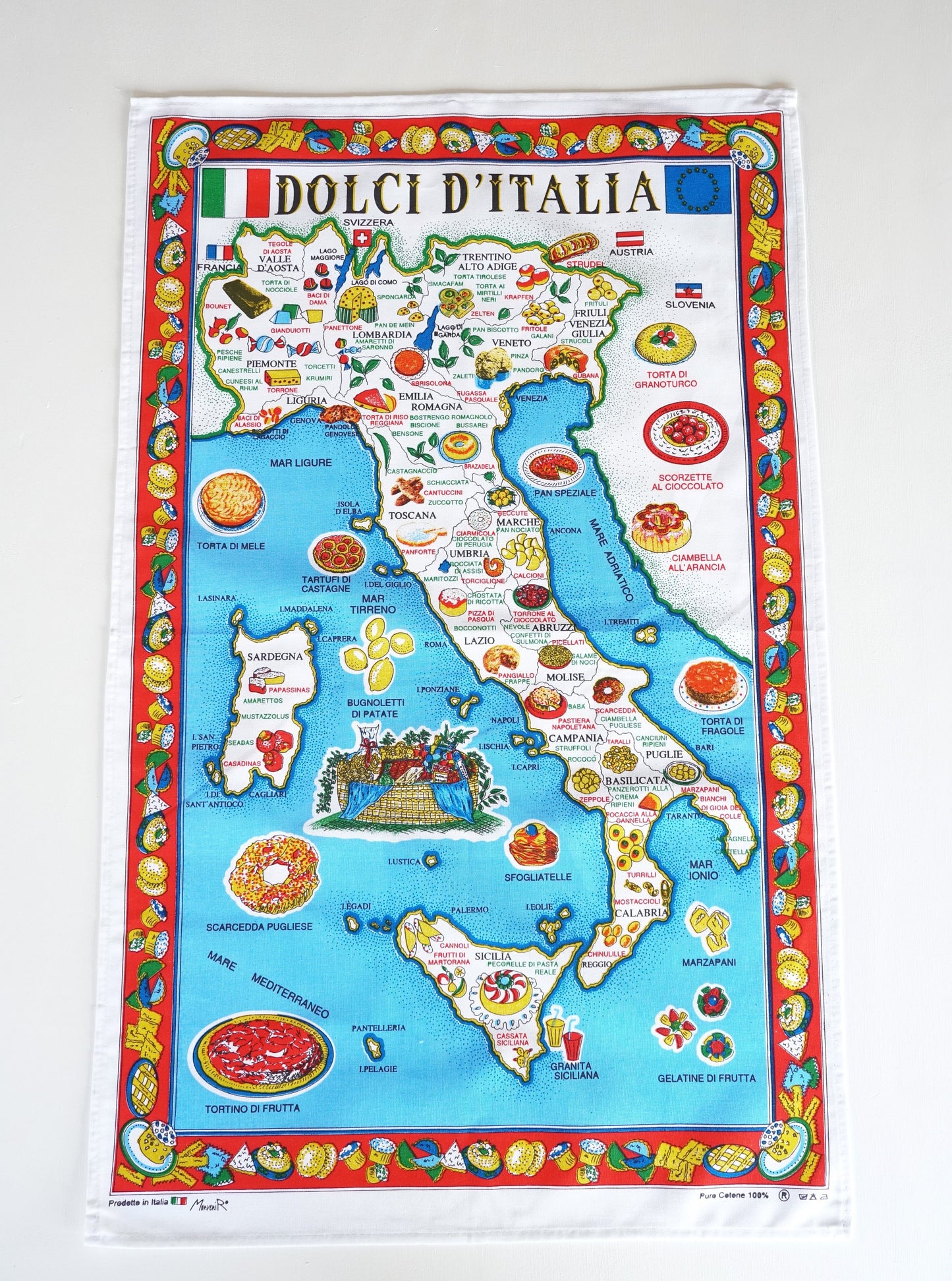 Dolci d’Italia – Italian Sweets – Italian Cotton Tea Towel – Made in Italy