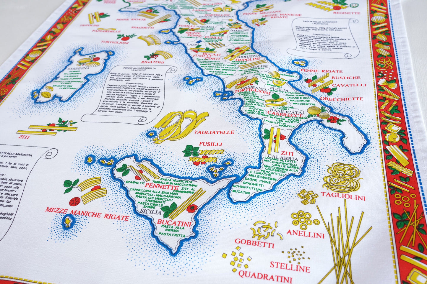 Italian Regional Map Pasta Cotton Apron Made in Italy