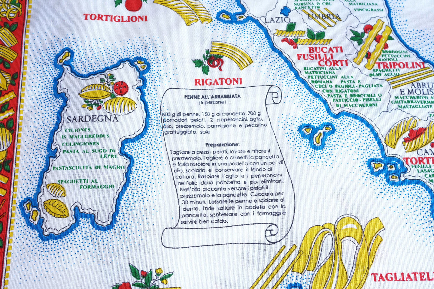 La Pasta – Regional Pasta Dishes – Italian Cotton Tea Towel – Made in Italy