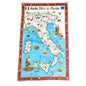 Italia Vini e Pasta – Wine and Pasta Regional Map – Italian Cotton Tea Towel – Made in Italy