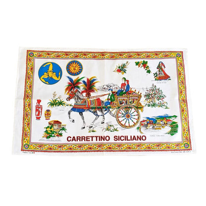 Carrettino Sicilian Cotton Tea Towel Made in Italy Sicily Souvenir