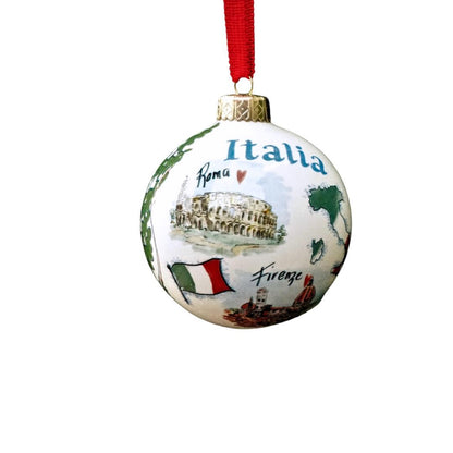 Italia Roma e Firenze - Italian Rome and Florence Themed Christmas Glass Ceramic Ornament Made in Italy