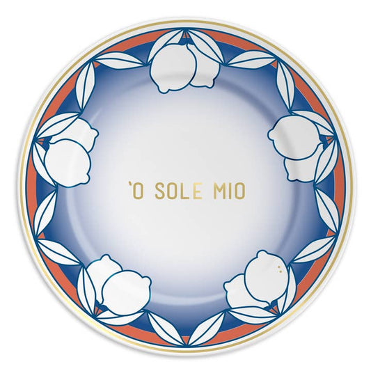 O Sole Mio Big Porcelain Plate with Writing